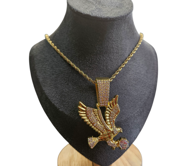 Luxury Gold Eagle Pendant Necklace – Hip-Hop Style Men’s Jewelry | Youth Party & Gift Favorite