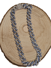 14mm Iced Out Cuban Chain Necklace & Bracelet Set – Hip Hop Bling Rhinestone Jewelry for Unisex