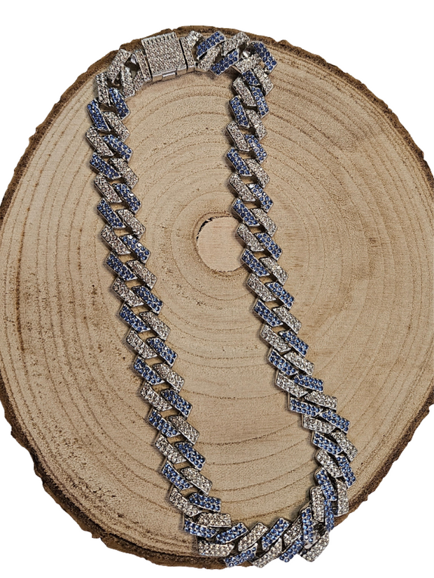 14mm Iced Out Cuban Chain Necklace & Bracelet Set – Hip Hop Bling Rhinestone Jewelry for Unisex
