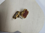 18K Gold Clover Stud Earrings 15mm
