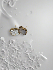 18K Gold Clover Stud Earrings 15mm