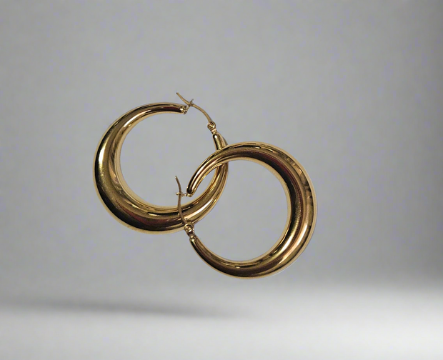 18K Gold-Plated Chunky Hoop Earrings for Women