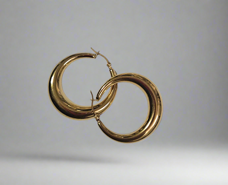 18K Gold-Plated Chunky Hoop Earrings for Women