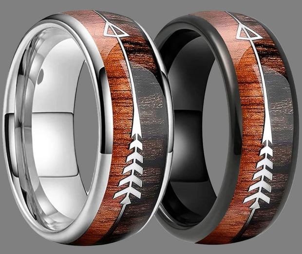 Rose Gold Arrow Ring Wood Grain Inlay