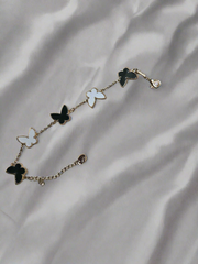 Gold-Plated Clover & Butterfly Charm Bracelet