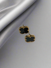 18K Gold Clover Stud Earrings 15mm