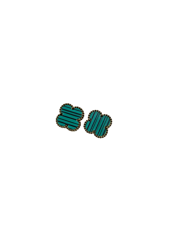 18K Gold Clover Stud Earrings 15mm