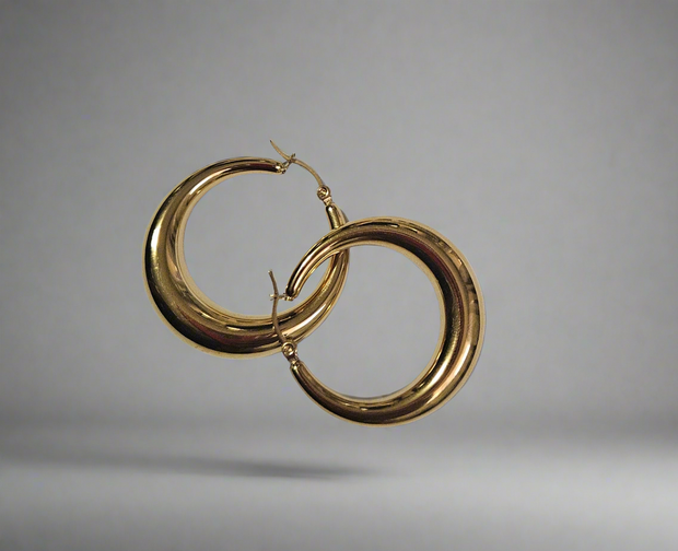 18K Gold-Plated Chunky Hoop Earrings for Women