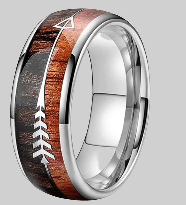 Rose Gold Arrow Ring Wood Grain Inlay