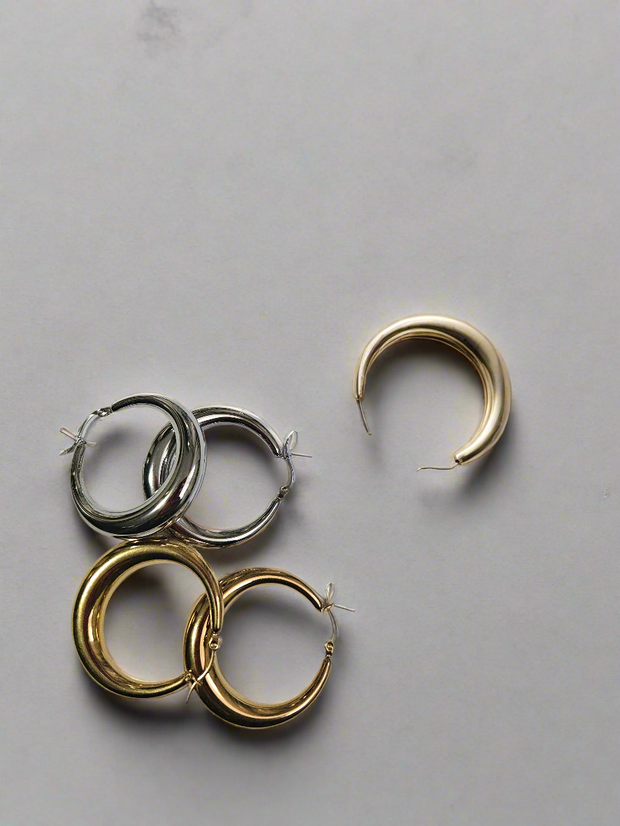 18K Gold-Plated Chunky Hoop Earrings for Women
