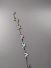 Gold-Plated Clover & Butterfly Charm Bracelet
