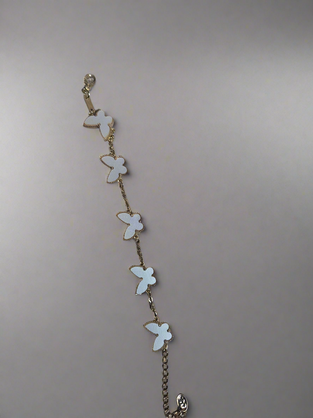 Gold-Plated Clover & Butterfly Charm Bracelet