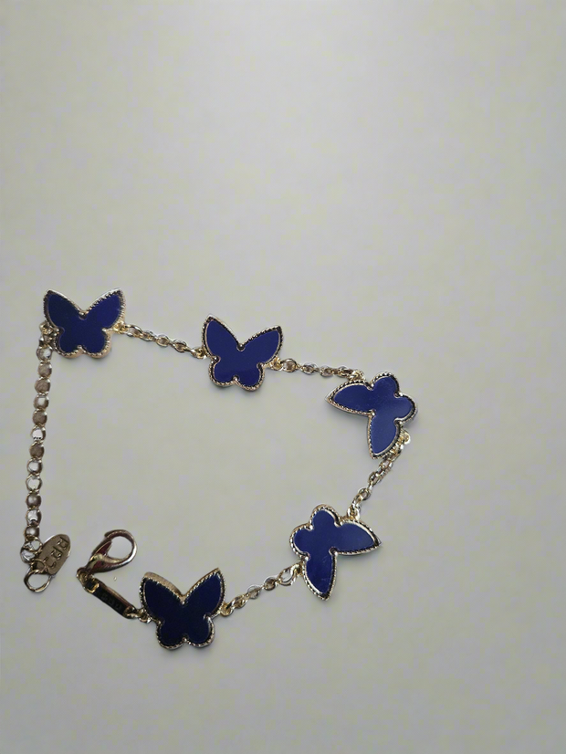 Gold-Plated Clover & Butterfly Charm Bracelet