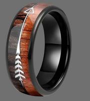 Rose Gold Arrow Ring Wood Grain Inlay