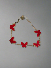Gold-Plated Clover & Butterfly Charm Bracelet
