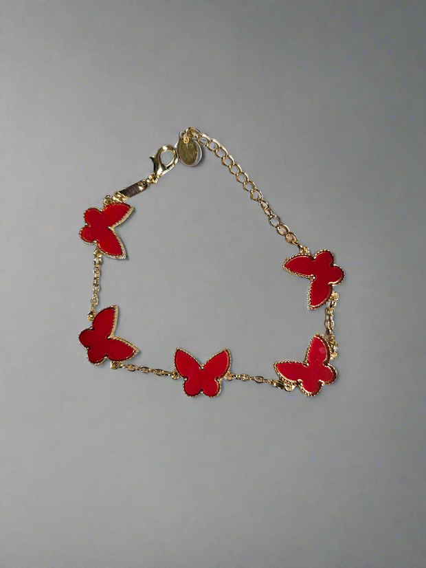 Gold-Plated Clover & Butterfly Charm Bracelet