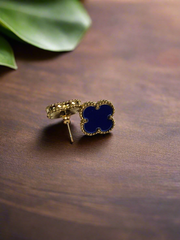 18K Gold Clover Stud Earrings 15mm