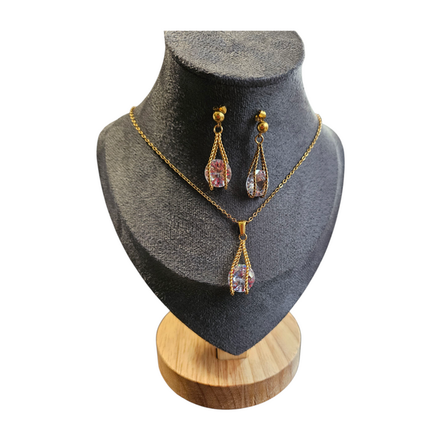 S-126 Elegant Xuping Zircon Jewelry Set – 24K Gold Plated Stainless Steel | Romantic Gift