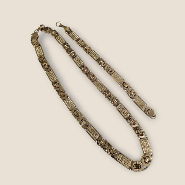 Men’s & Women’s Stainless Steel Statement Necklace
Luxury Greek Key Link Chain Necklace (Gold, Silver, Two-Tone)