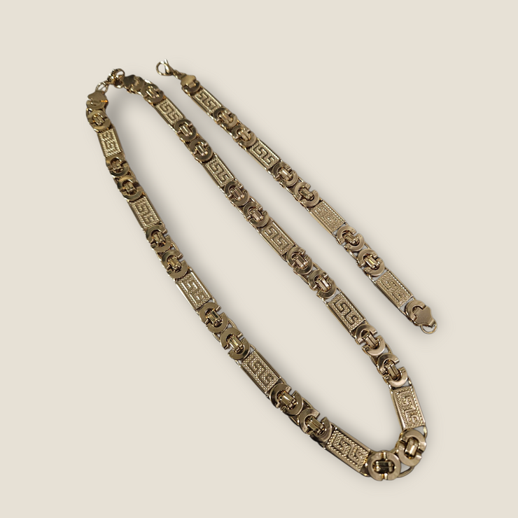 Men’s & Women’s Stainless Steel Statement Necklace
Luxury Greek Key Link Chain Necklace (Gold, Silver, Two-Tone)
