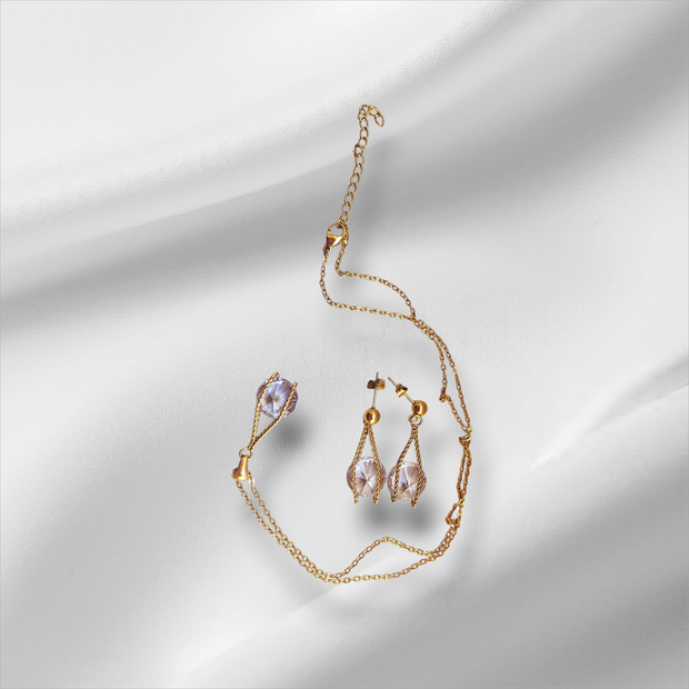 S-126 Elegant Xuping Zircon Jewelry Set – 24K Gold Plated Stainless Steel | Romantic Gift