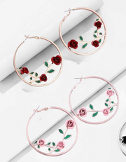 Luxury Oversized Rose Flower Hoop Earrings – Elegant Romantic Statement Jewelry for Women