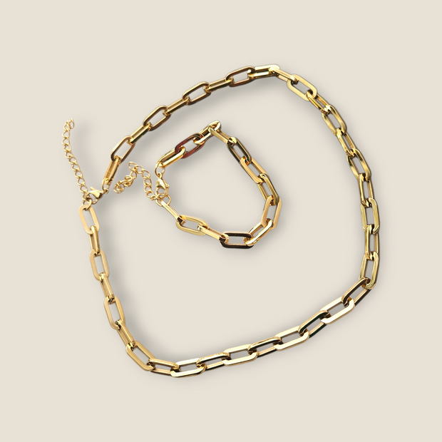 Unisex Paperclip Chain Necklace – Gold & Silver Stainless Steel
