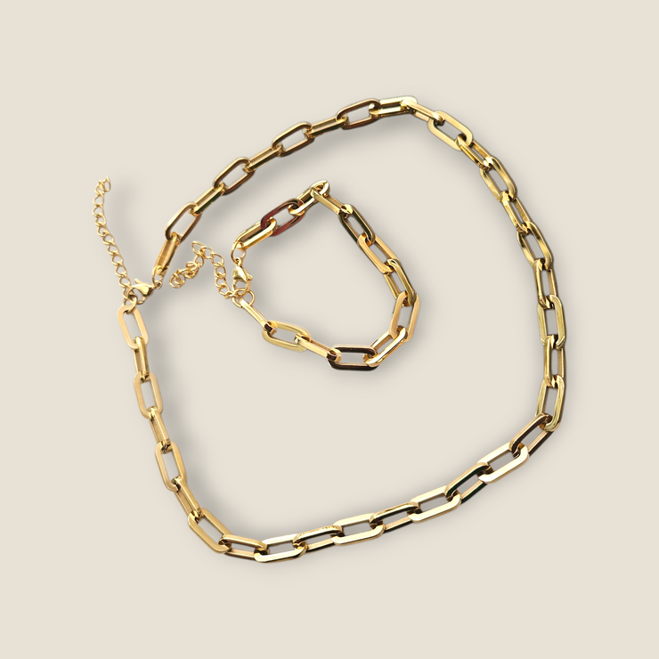 Unisex Paperclip Chain Necklace – Gold & Silver Stainless Steel