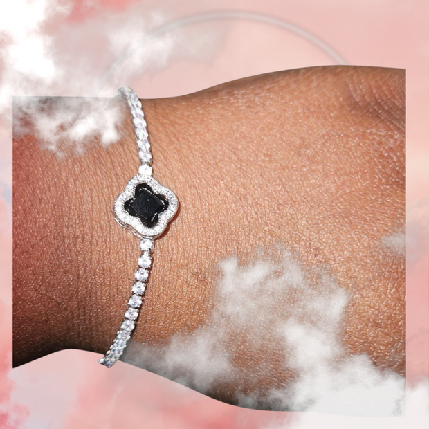 Luxury Zircon Tennis Bracelet with Clover Charm