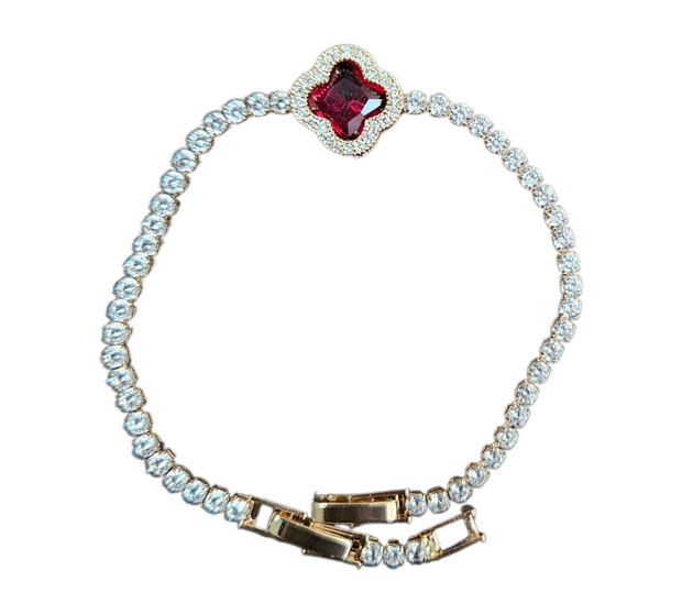 Luxury Zircon Tennis Bracelet with Clover Charm