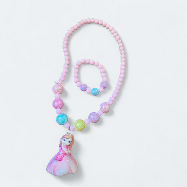 Luxury Resin Bead Jewelry Set Necklace & Bracelet