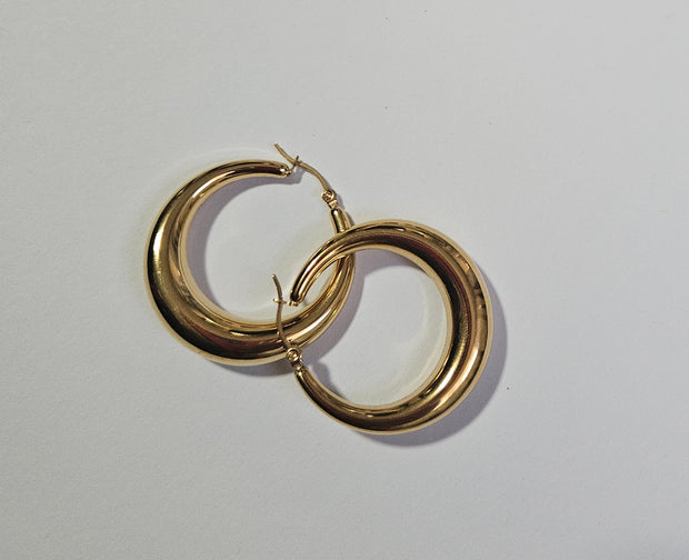 18K Gold-Plated Chunky Hoop Earrings for Women