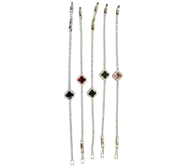 Luxury Zircon Tennis Bracelet with Clover Charm