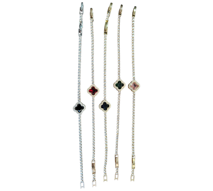 Luxury Zircon Tennis Bracelet with Clover Charm