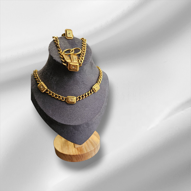 Luxury 18K Gold-Plated 4-Piece Zircon Jewelry Set