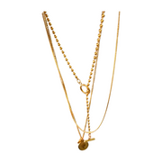 Gold Layered Stainless Steel 316L Necklace with Coin & Bar Pendant