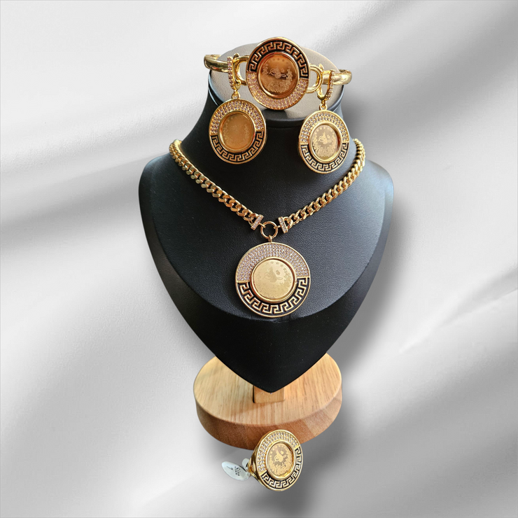 Dubai-Style 18K Gold Coin Jewelry Set 4-Piece