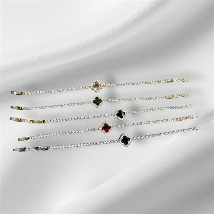 Luxury Zircon Tennis Bracelet with Clover Charm