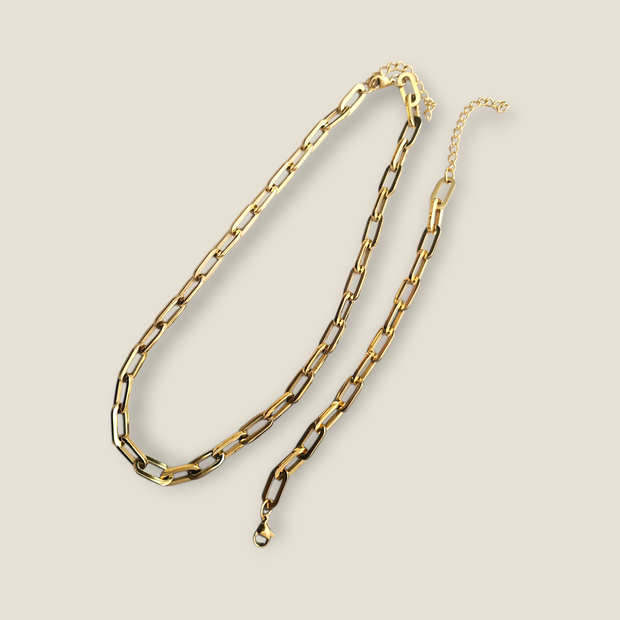 Unisex Paperclip Chain Necklace – Gold & Silver Stainless Steel