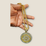 Luxury Gold & Silver Dollar Sign Pendant Chain