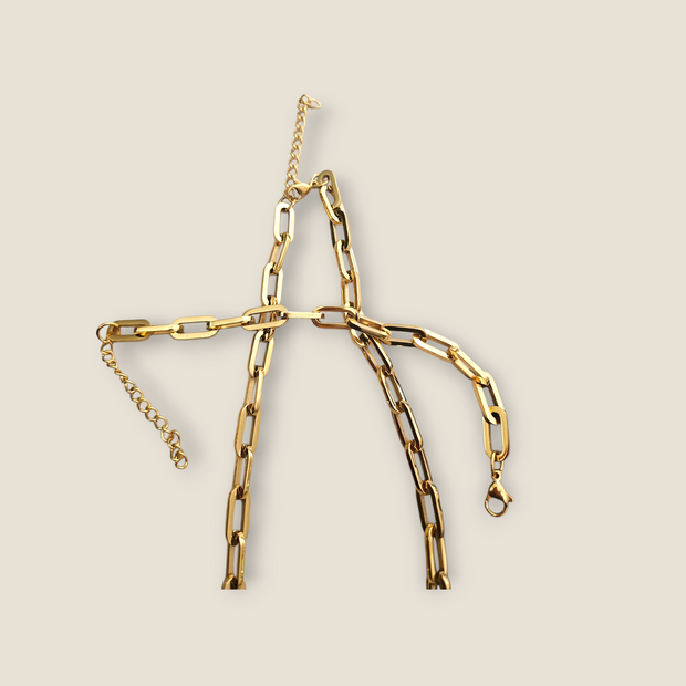Unisex Paperclip Chain Necklace – Gold & Silver Stainless Steel
