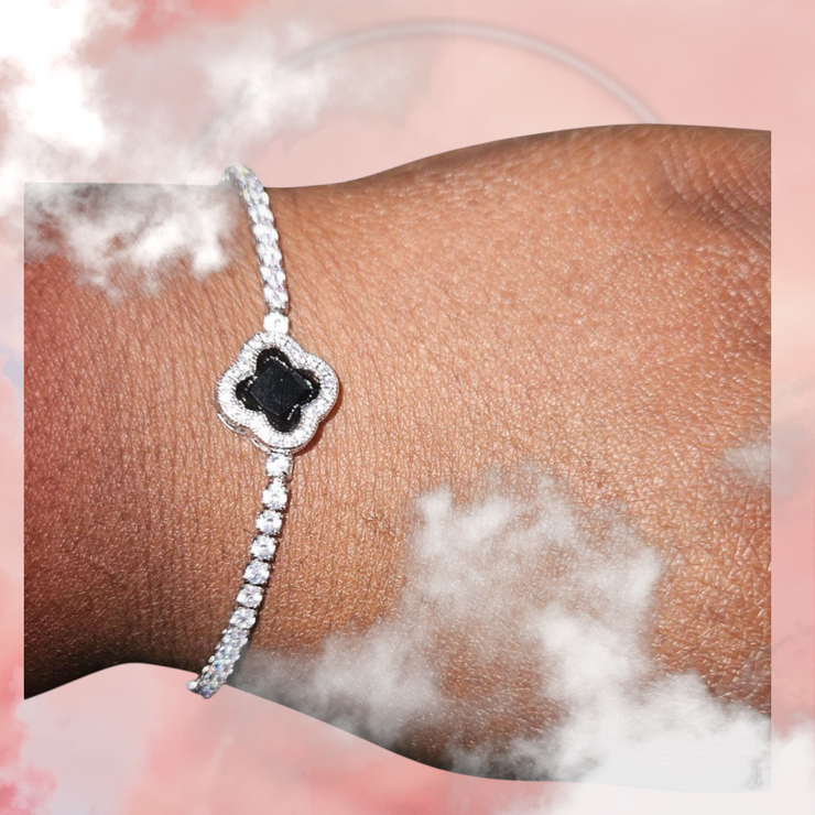 Luxury Zircon Tennis Bracelet with Clover Charm