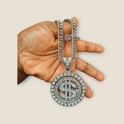 Luxury Gold & Silver Dollar Sign Pendant Chain