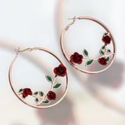 Luxury Oversized Rose Flower Hoop Earrings – Elegant Romantic Statement Jewelry for Women