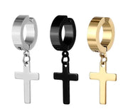 Punk Cross Hoop Earrings | Non-Pierced Titanium Steel Luxury Unisex Jewelry