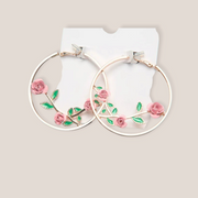 Luxury Oversized Rose Flower Hoop Earrings – Elegant Romantic Statement Jewelry for Women