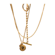 Gold Layered Stainless Steel 316L Necklace with Coin & Bar Pendant