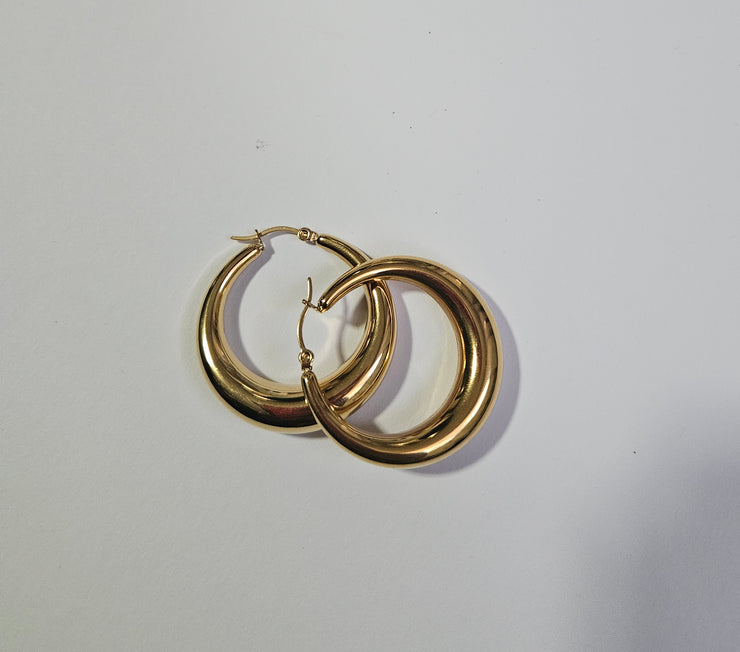 18K Gold-Plated Chunky Hoop Earrings for Women