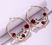 Luxury Oversized Rose Flower Hoop Earrings – Elegant Romantic Statement Jewelry for Women