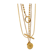 Gold Layered Stainless Steel 316L Necklace with Coin & Bar Pendant